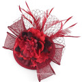 Small Saucer Sinamay Red Colour Mesh Fascinator On Headband Wedding Derby Ascot Races Ladies